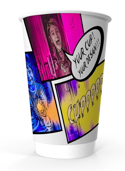 16oz Printed Paper Eco-Coffee Cups | Double Walled | Full Colour Wrap Print