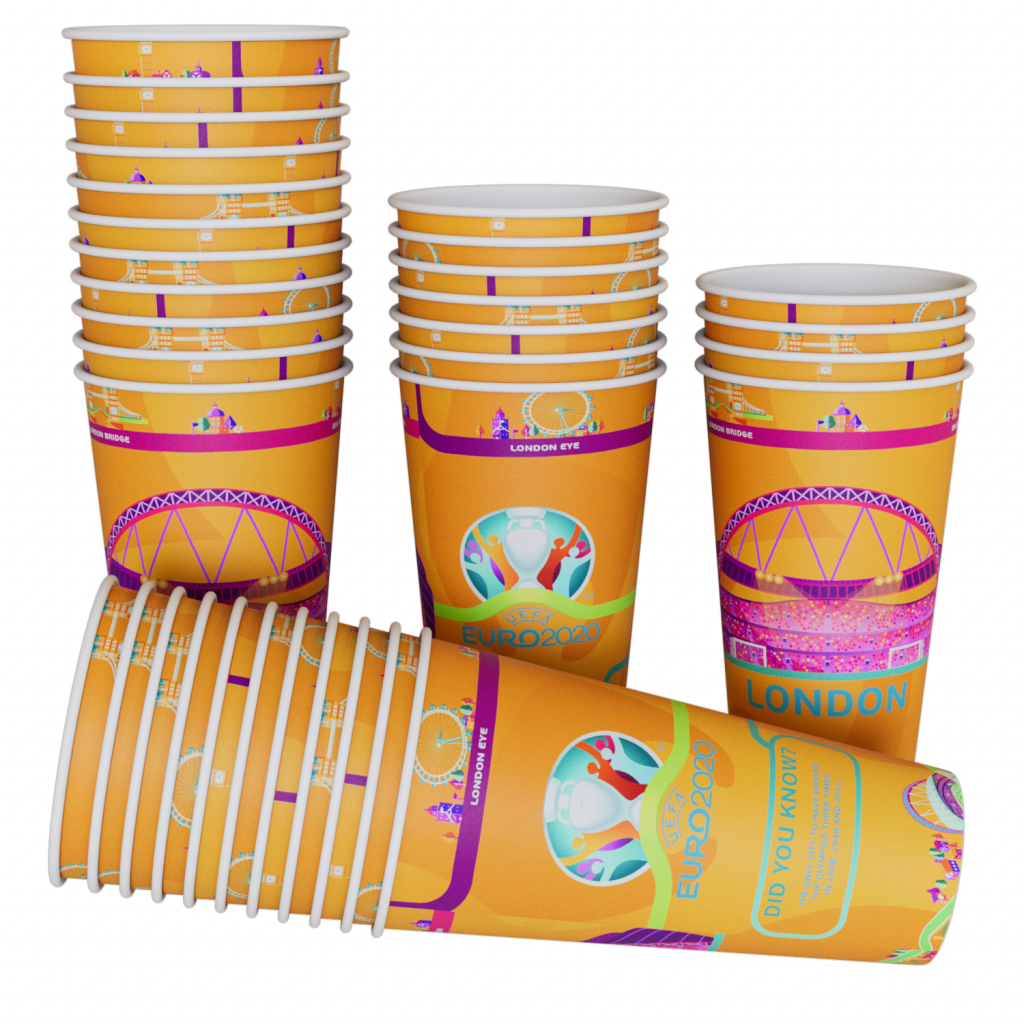 Euro 2020 custom printed paper pint cups
